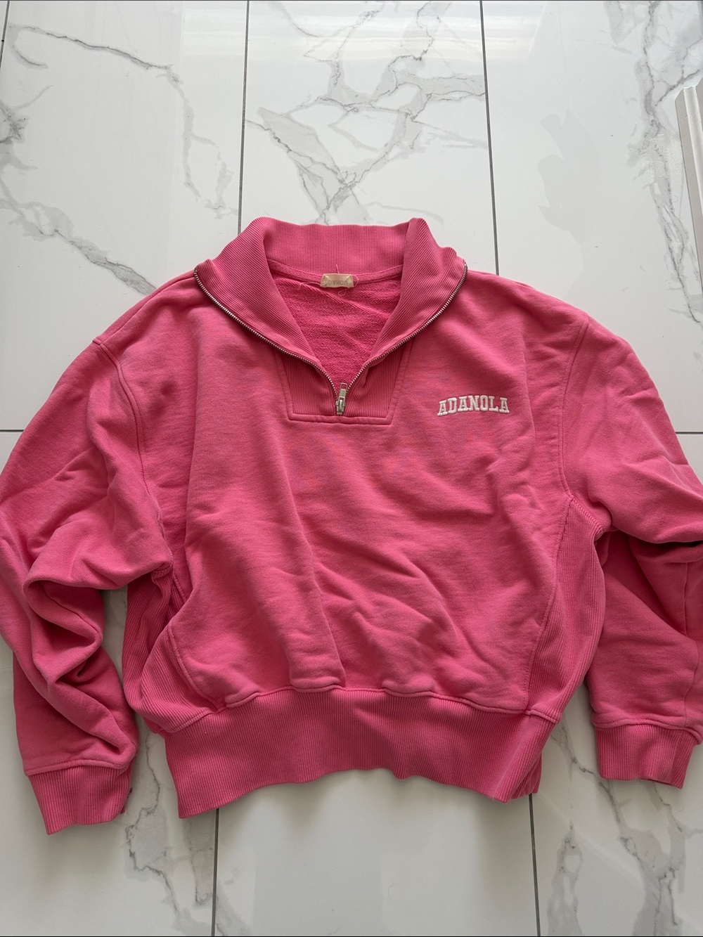 Adanola Hot Pink Quarter-Zip Pullover Sweatshirt